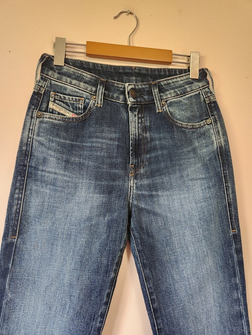 Diesel D-Joy 009VY High Rise Slim Tapered Denim Jeans Blue Wash W26 Like New Y2K - Picture 2 of 15